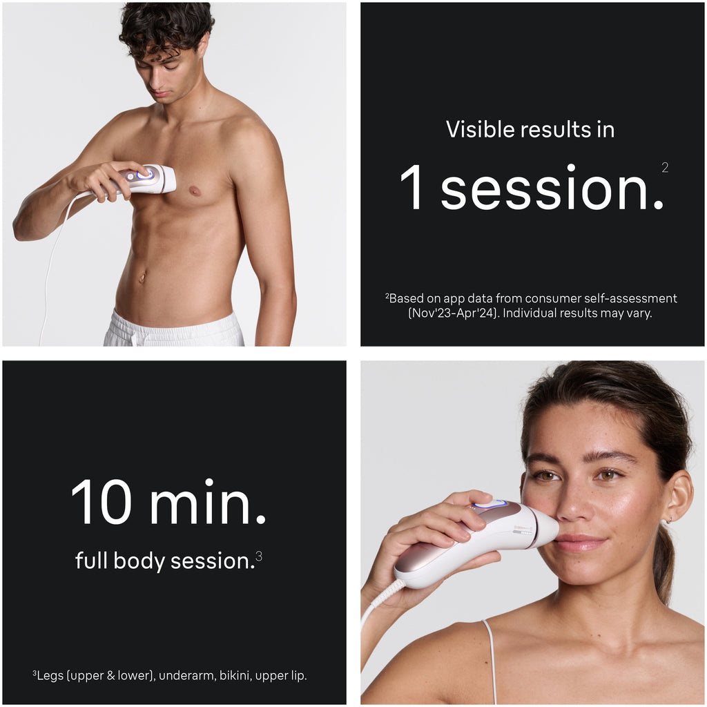 Braun Smart IPL Skin i·Expert Pro 7: At Home Alternative to Laser Hair Removal with 3 Caps Facial Hair Trimmer and Leather Pouch IPL7219