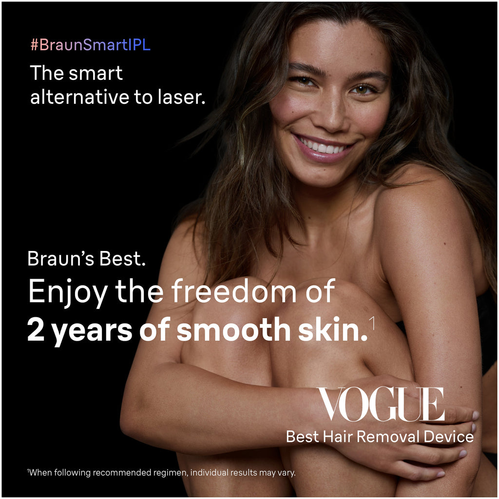Braun Skin i·expert Smart IPL: At Home Alternative to Laser Hair Removal with 3 Caps and Leather Pouch PL7243